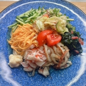 買い物前に、お素麺で冷やし中華